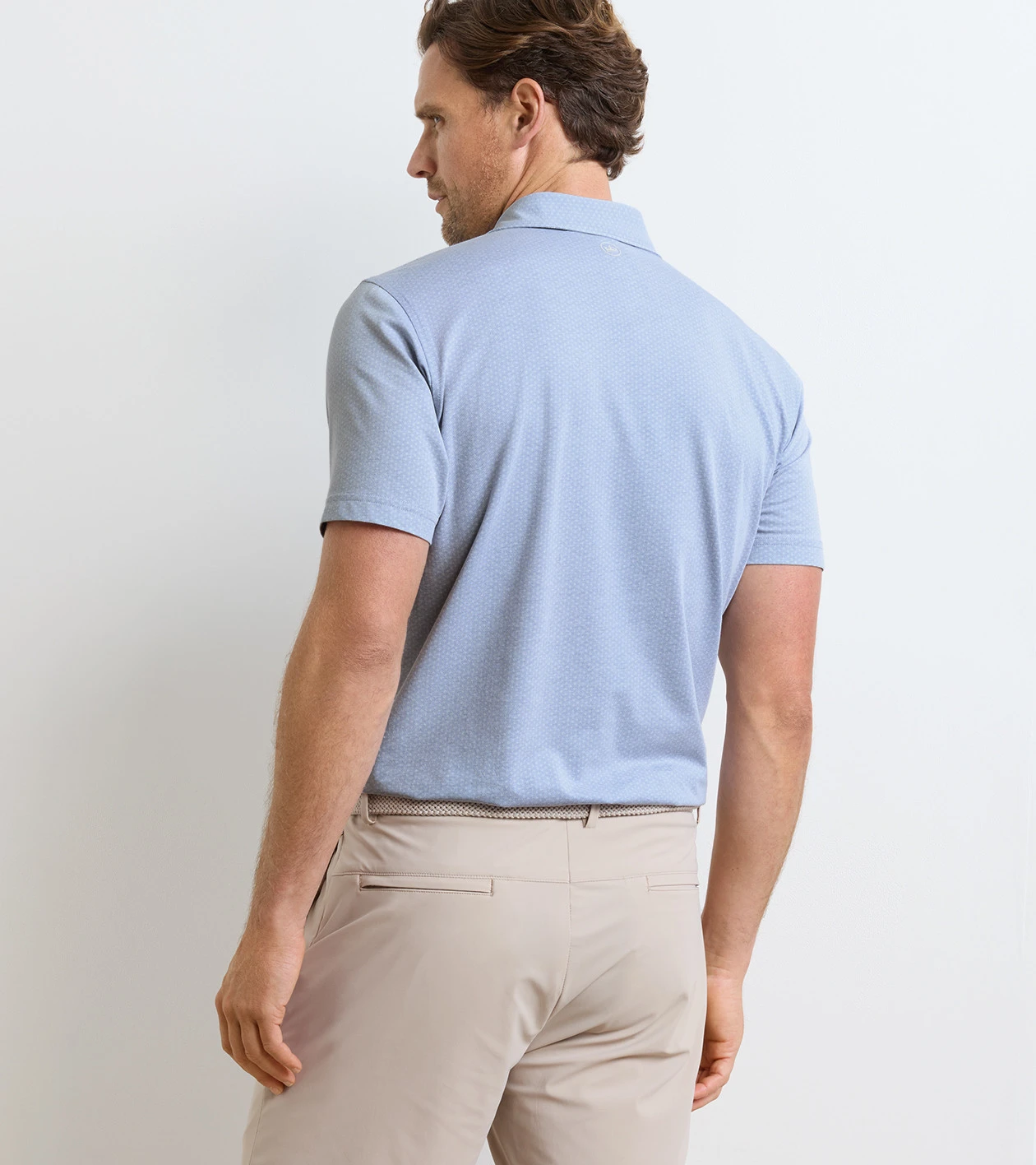 Albatross Diamond Cotton-Blend Piqu&eacute; Polo in Dusk Blue - Alternate Image 2