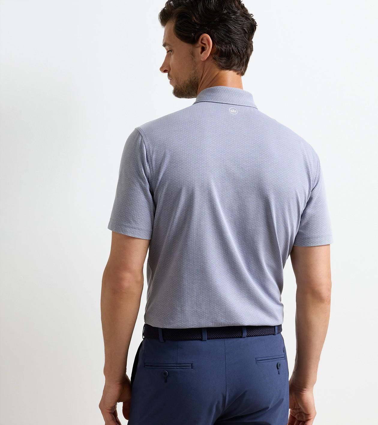 Albatross Diamond Cotton-Blend Piqu&eacute; Polo in Navy - Alternate Image 2