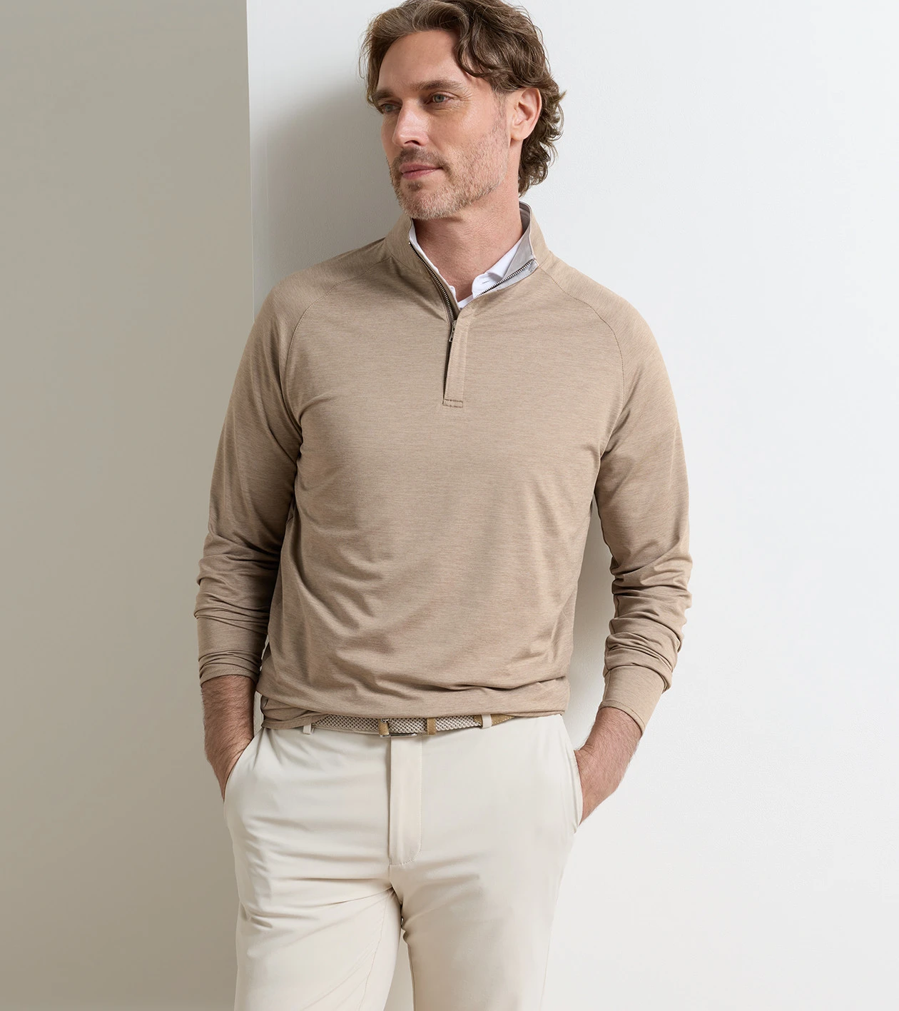 Stealth Performance Quarter-Zip in BISCOTTI - Alternate Image 1