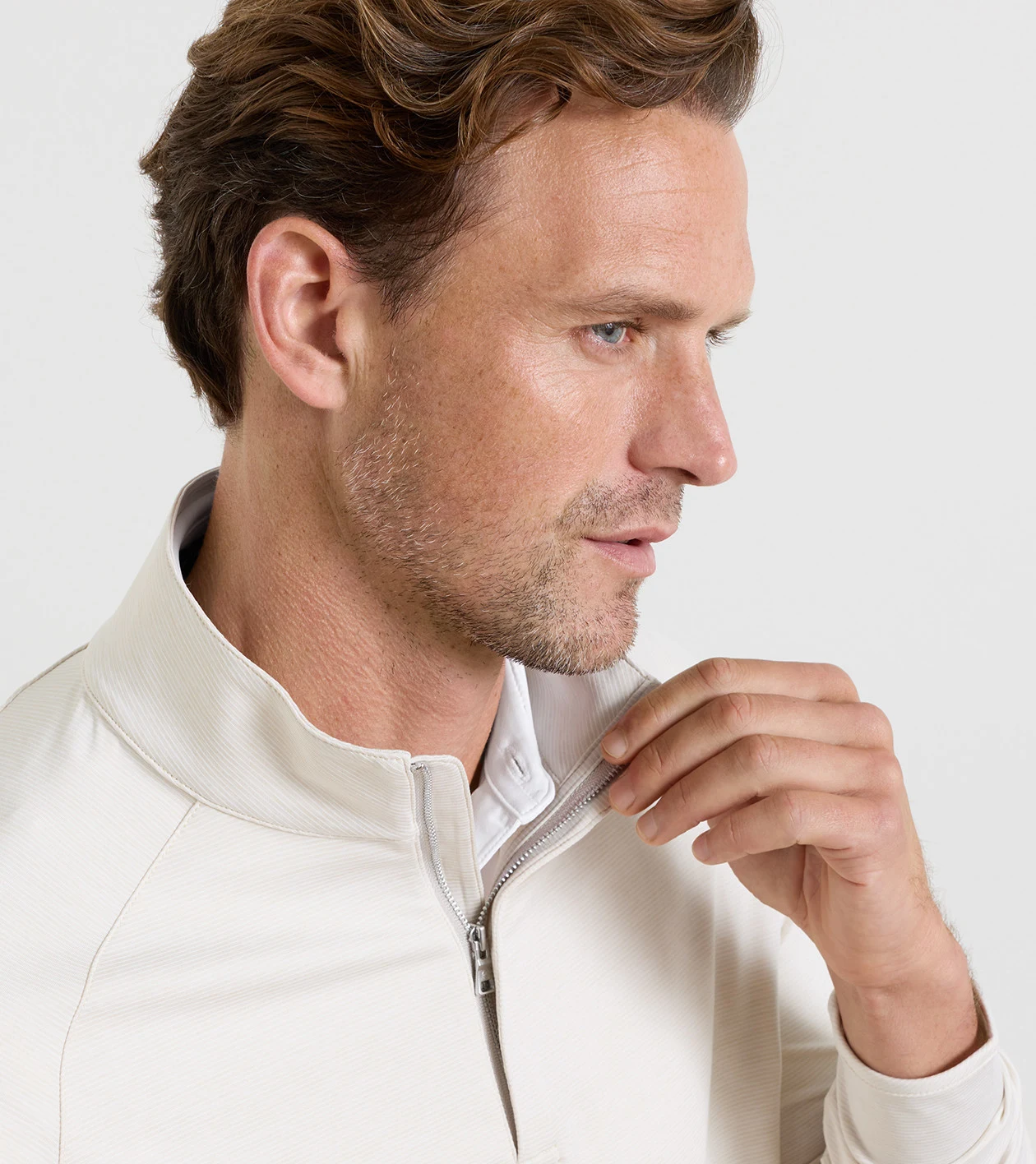 Stealth Stripe Performance Quarter-Zip in TRUFFLE - Alternate Image 4