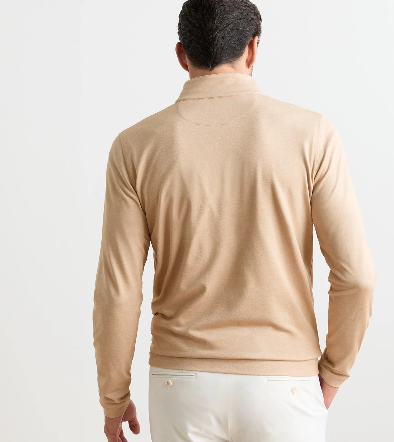Albatross Cotton-Blend Piqu&eacute; Quarter-Zip in SUMMER DUNES - Alternate Image 2