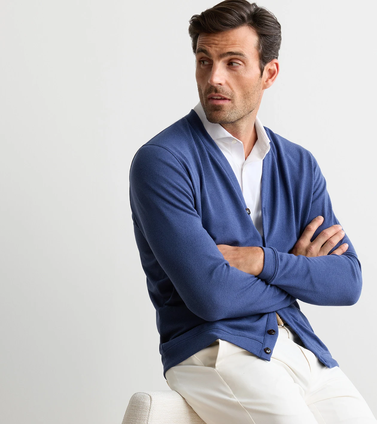 Latrobe Performance Button-Front Cardigan in Navy - Alternate Image 1