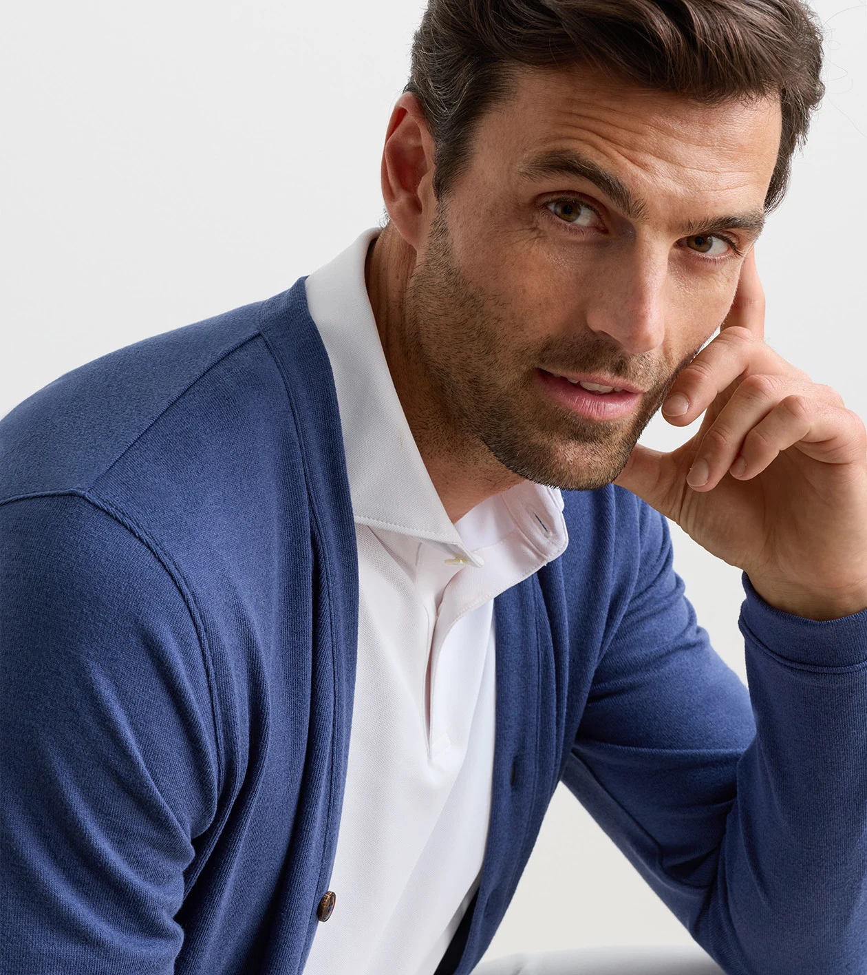 Latrobe Performance Button-Front Cardigan in Navy - Alternate Image 3