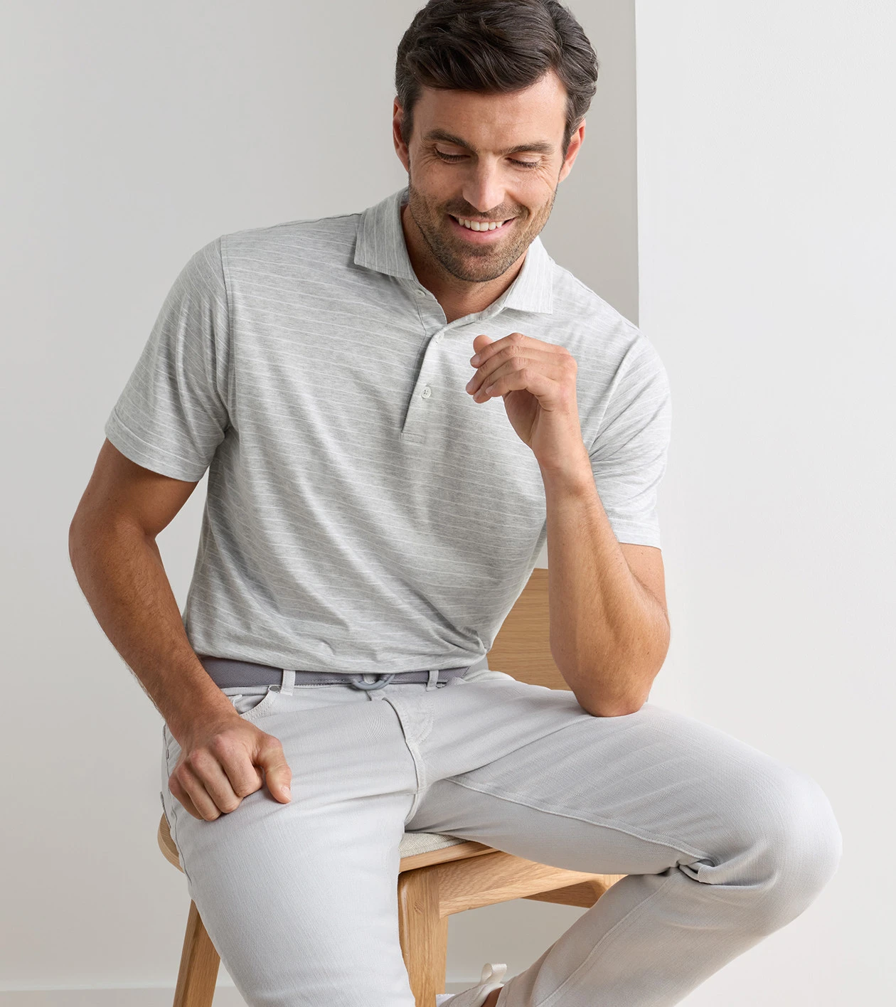 Excursionist Flex Striped Polo in British Grey - Alternate Image 1