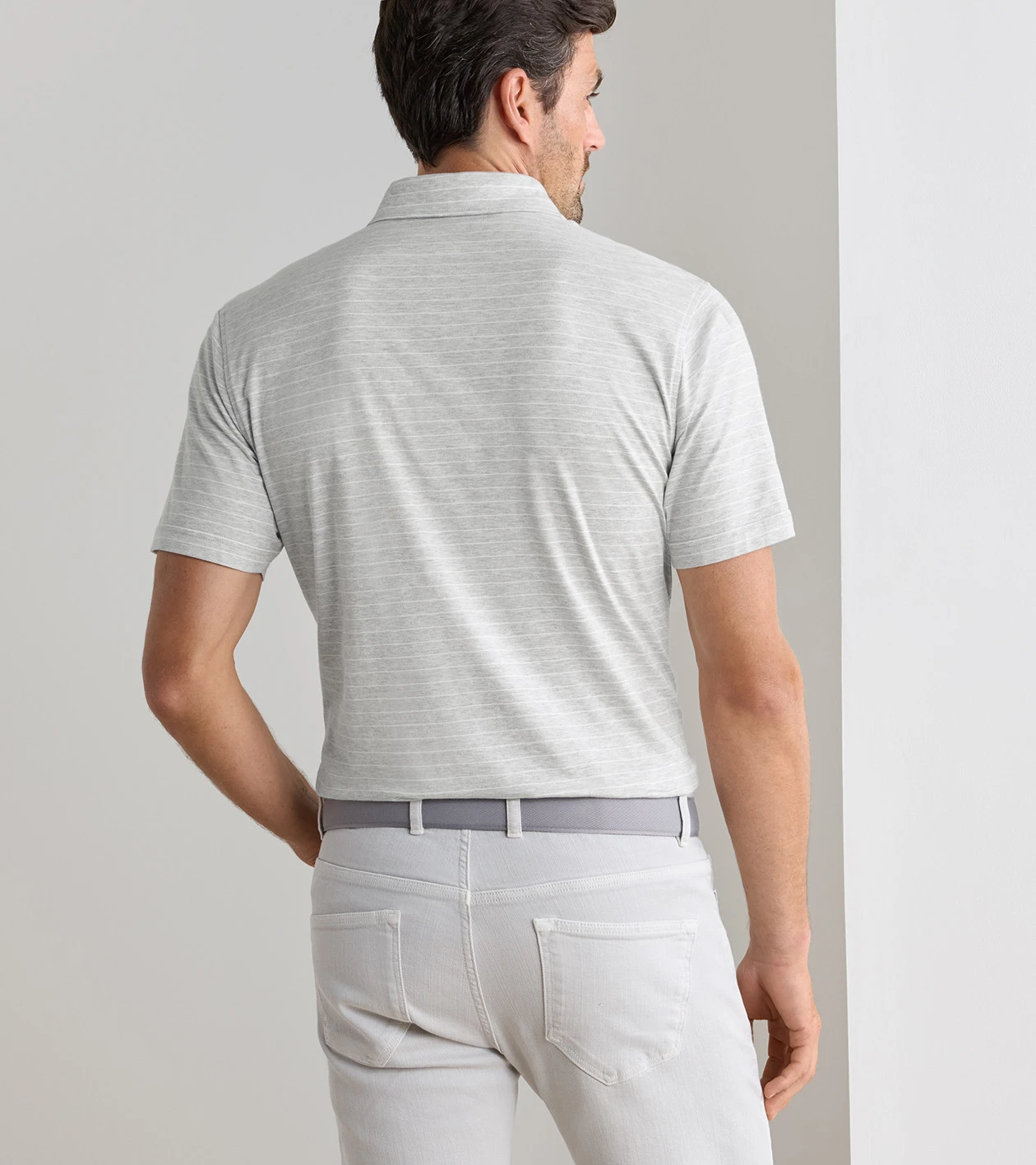 Excursionist Flex Striped Polo in British Grey - Alternate Image 2