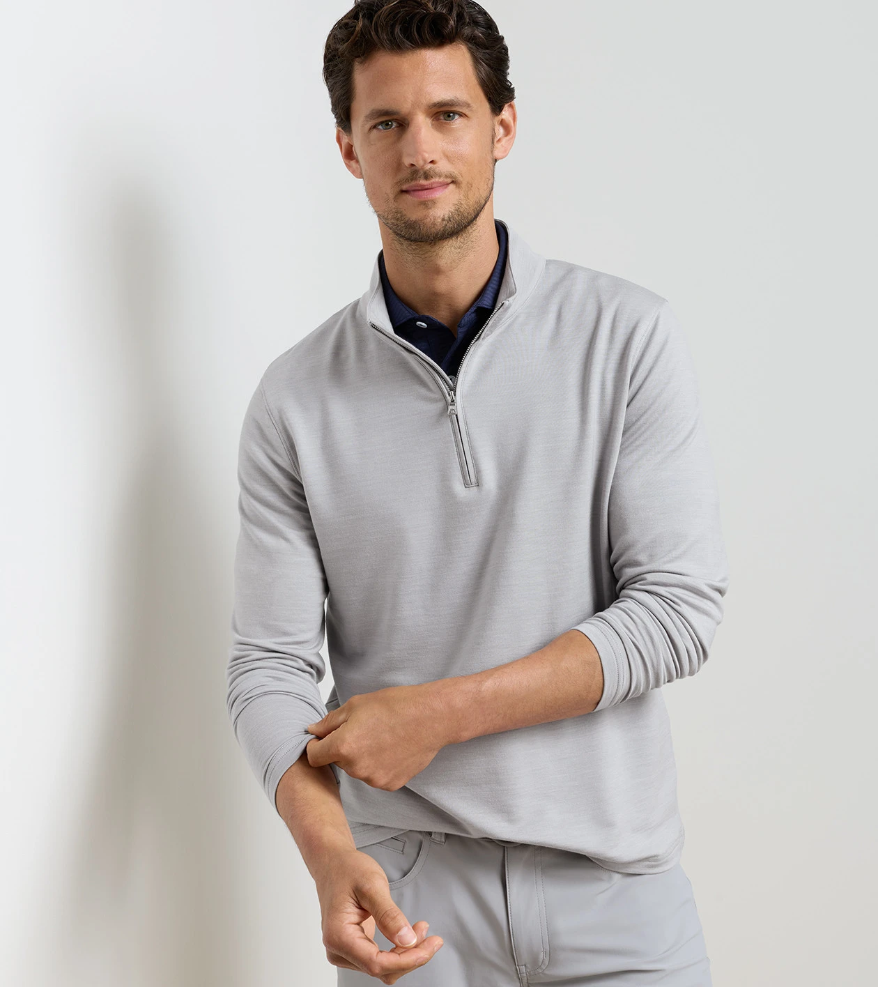 Excursionist Flex Knit Quarter-Zip in GREY HEATHER - Alternate Image 1