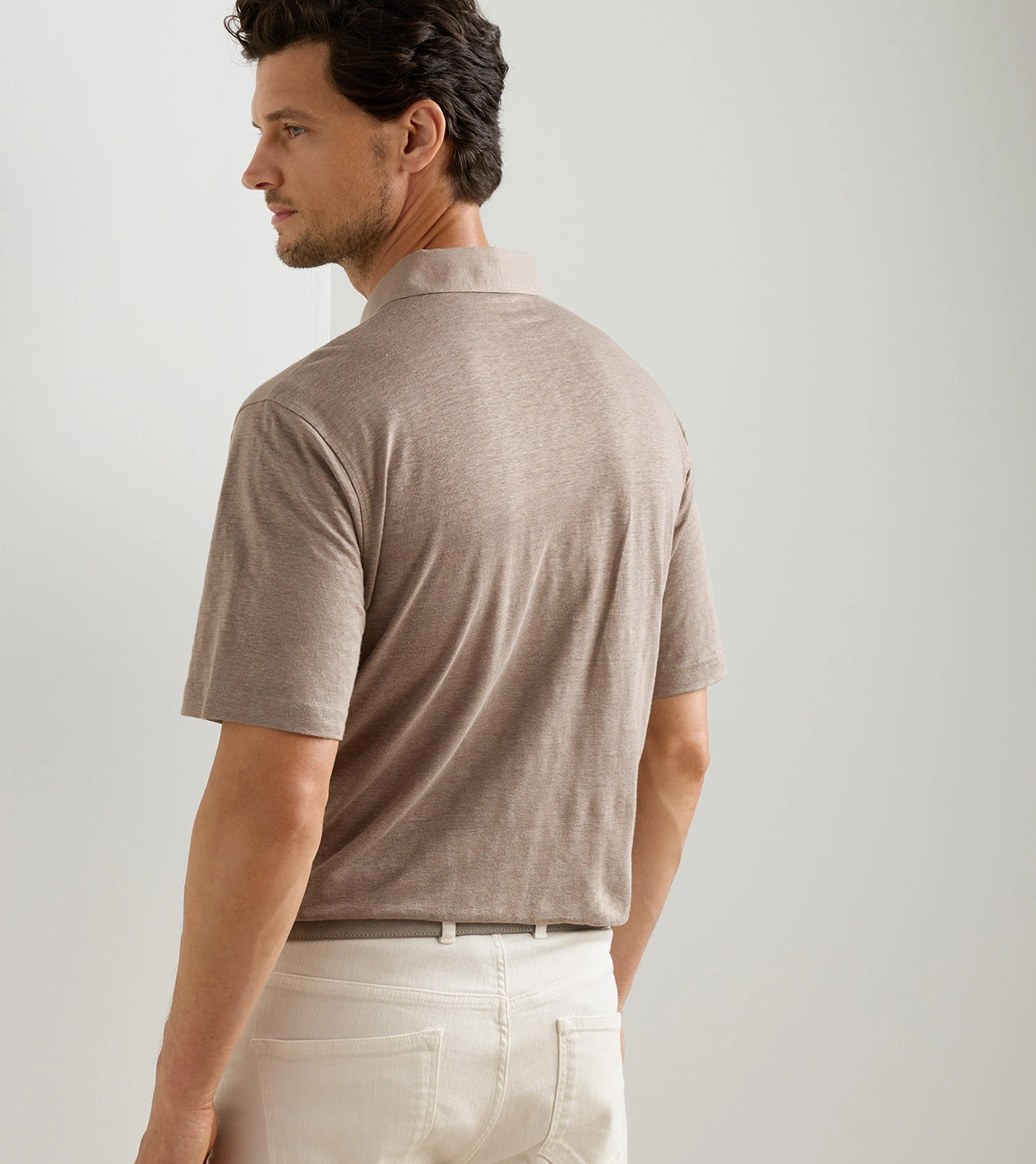 Astino Linen Polo in BISCOTTI - Alternate Image 2