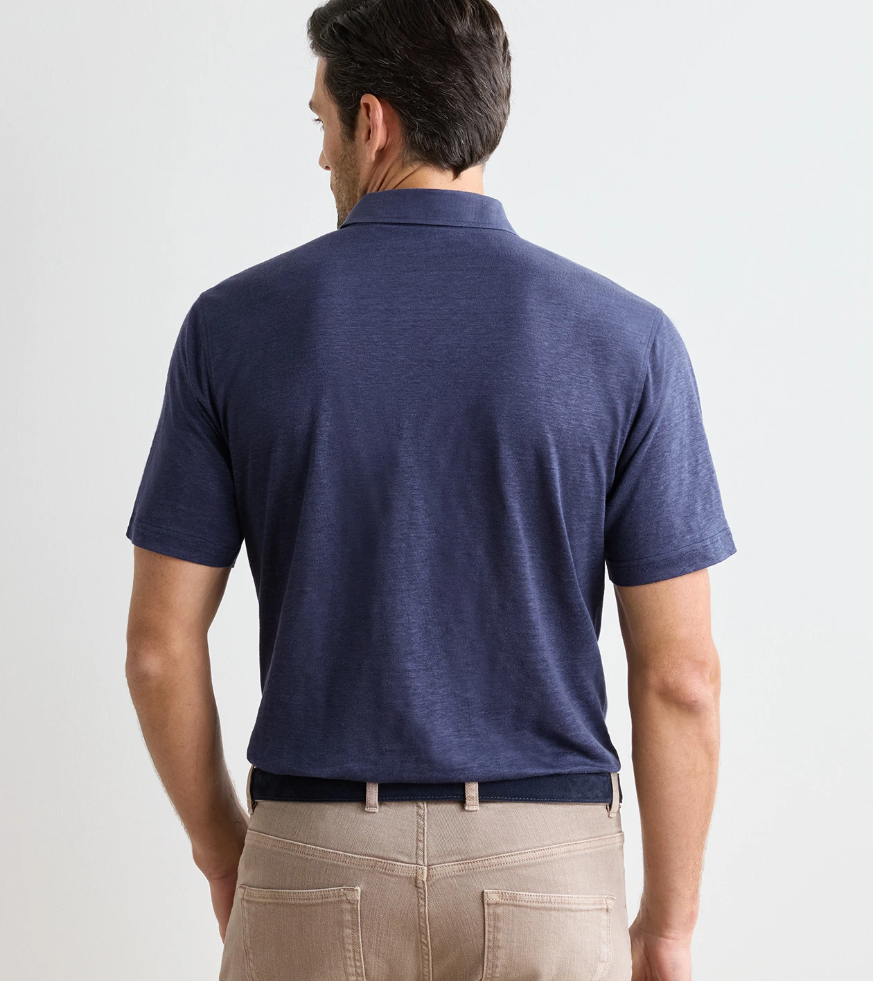 Astino Linen Polo in Navy - Alternate Image 2