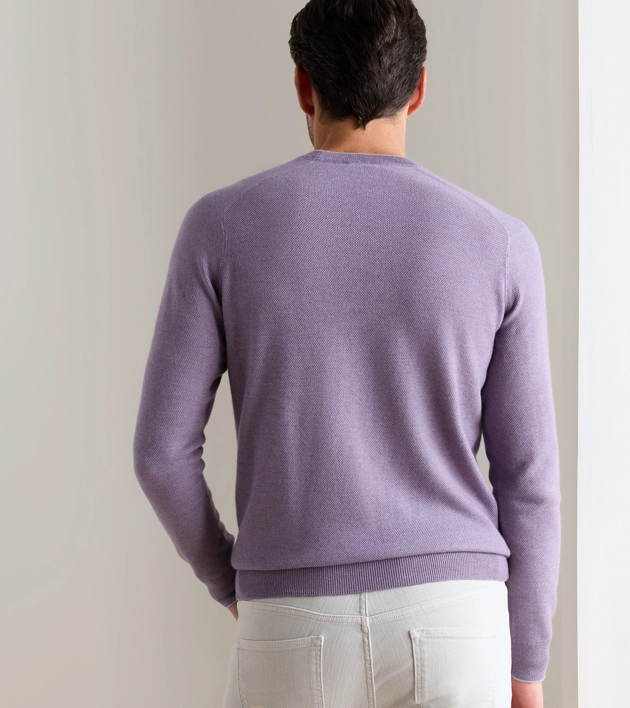Voyager Cashmere-Silk Saddle Shoulder Crew in PURPLE FIG - Alternate Image 2