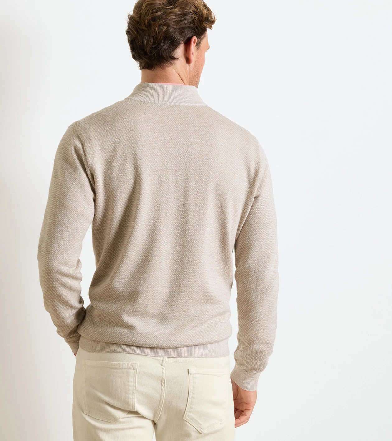 Barlow Quarter-Zip Sweater in TRUFFLE - Alternate Image 2