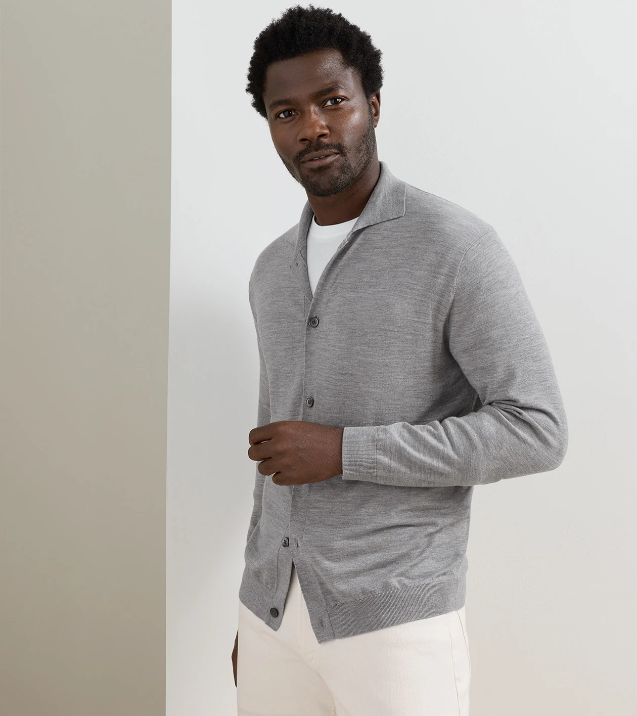 Southport Full-Button Sweater in Gale Grey - Alternate Image 1