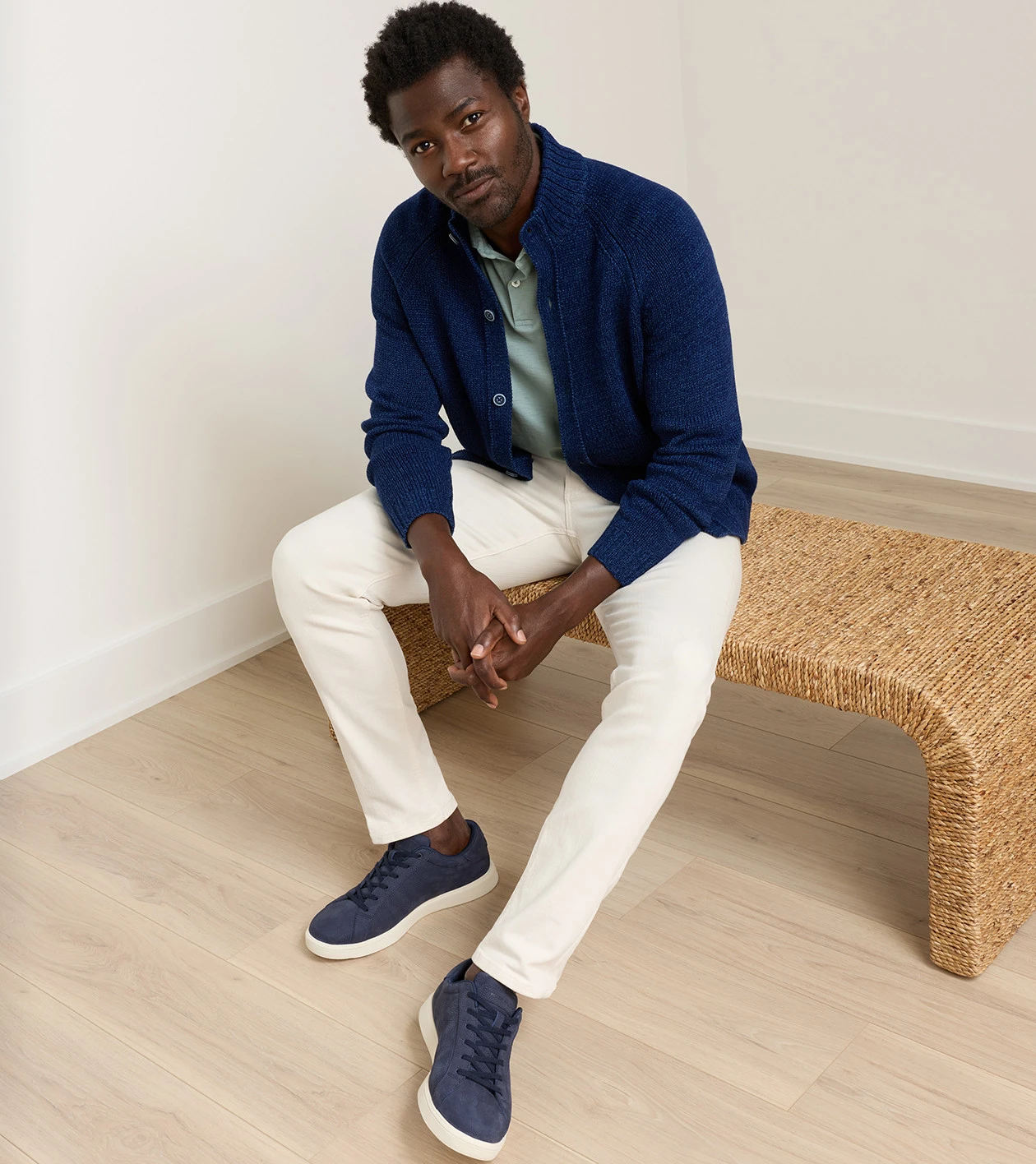 Tilden Full-Button Sweater in Navy - Alternate Image 1