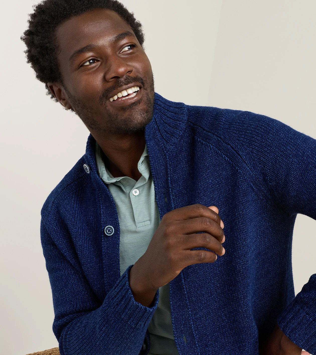 Tilden Full-Button Sweater in Navy - Alternate Image 4