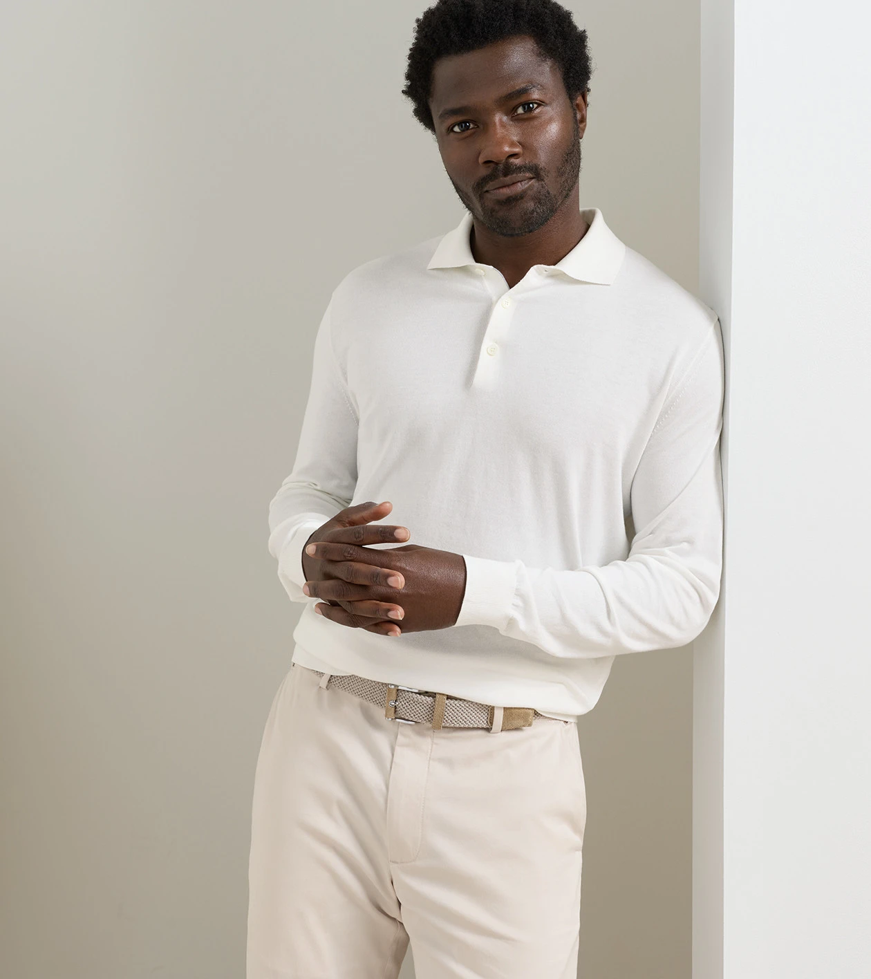 Mariner Sea Island Cotton Sweater Polo in Almond - Alternate Image 1