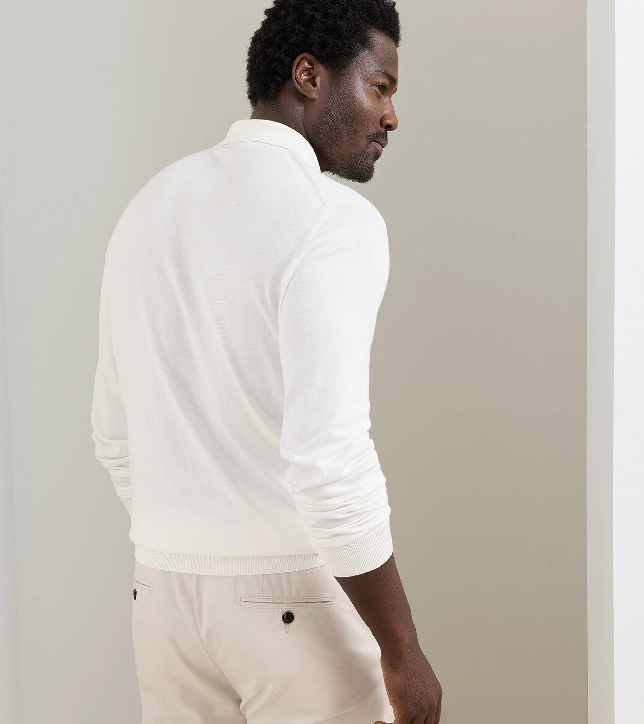 Mariner Sea Island Cotton Sweater Polo in Almond - Alternate Image 2