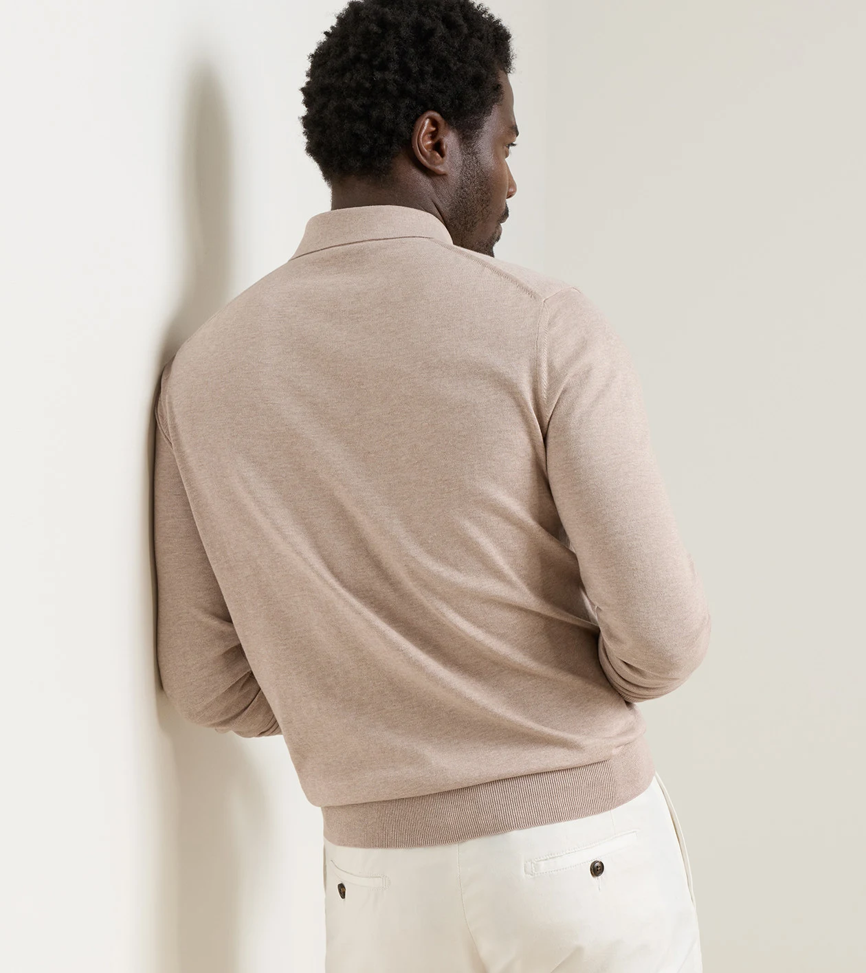 Mariner Sea Island Cotton Sweater Polo in TRUFFLE - Alternate Image 2