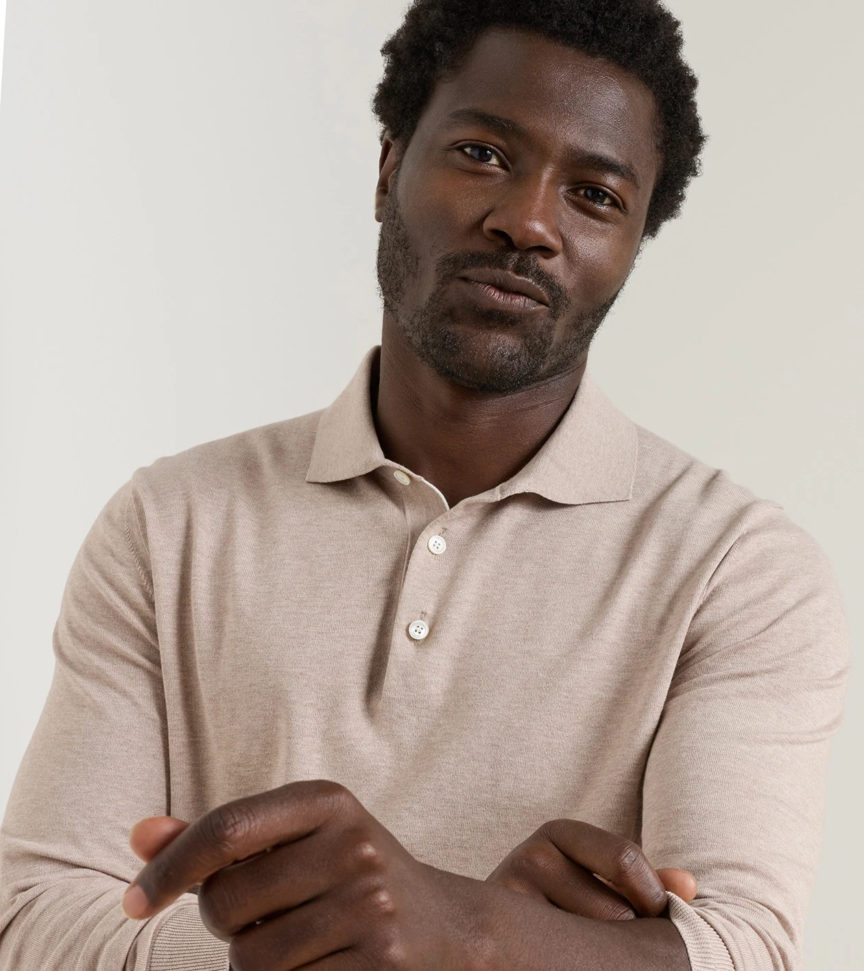 Mariner Sea Island Cotton Sweater Polo in TRUFFLE - Alternate Image 4