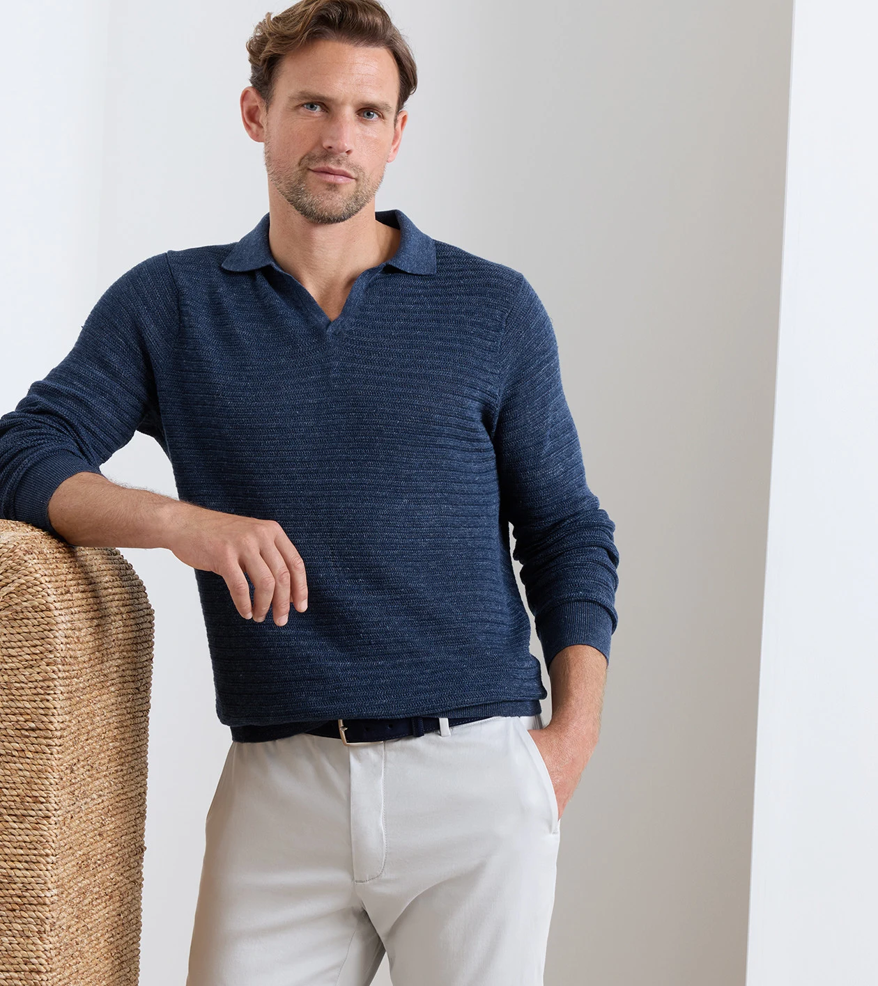 Rhodes Riviera Collar Sweater in Navy - Alternate Image 1