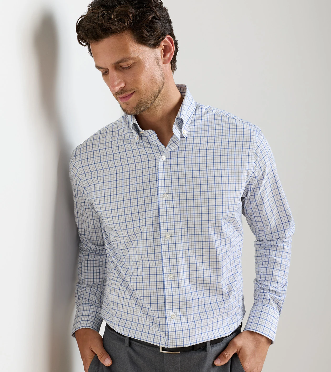 Canal Performance Poplin Sport Shirt in Dusk Blue - Alternate Image 1