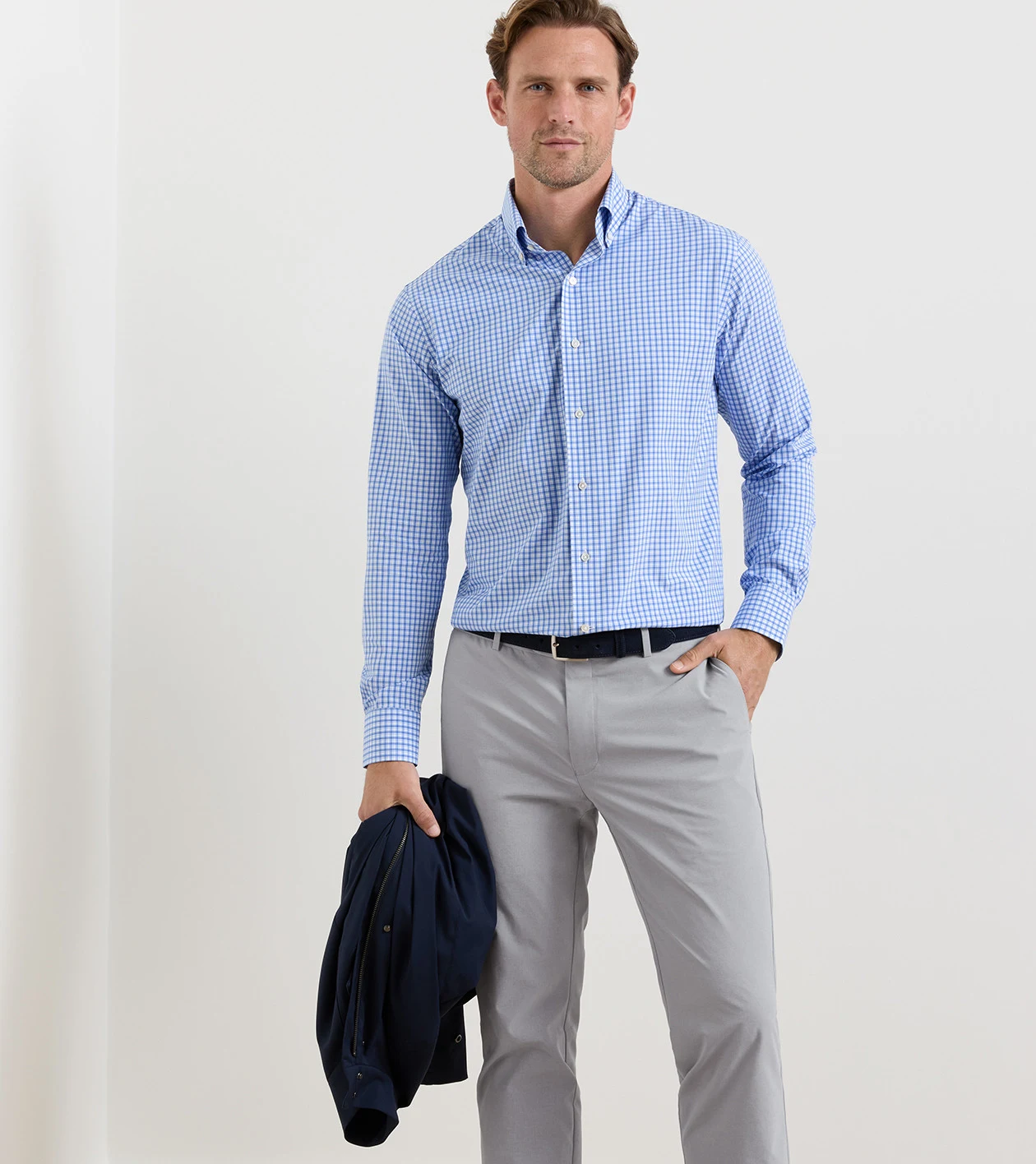 Bienville Performance Poplin Sport Shirt in Dusk Blue - Alternate Image 1