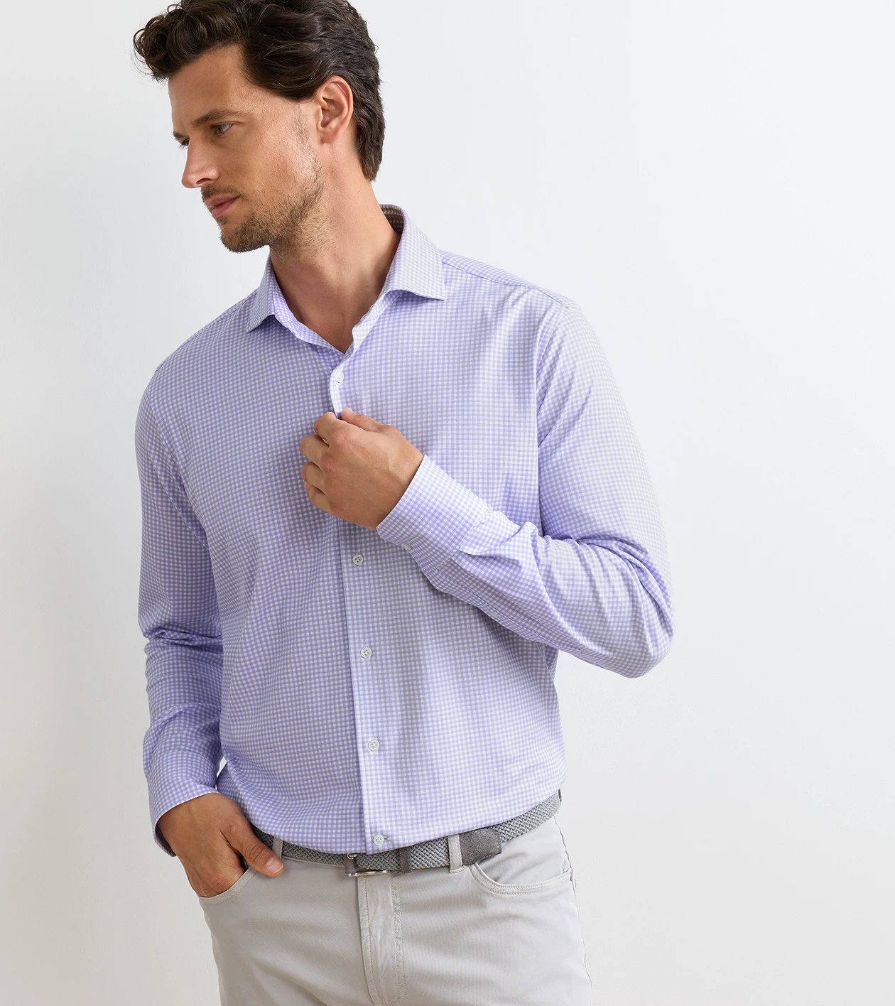 Excursionist Flex Gingham Sport Shirt in IRIS MIST - Alternate Image 1