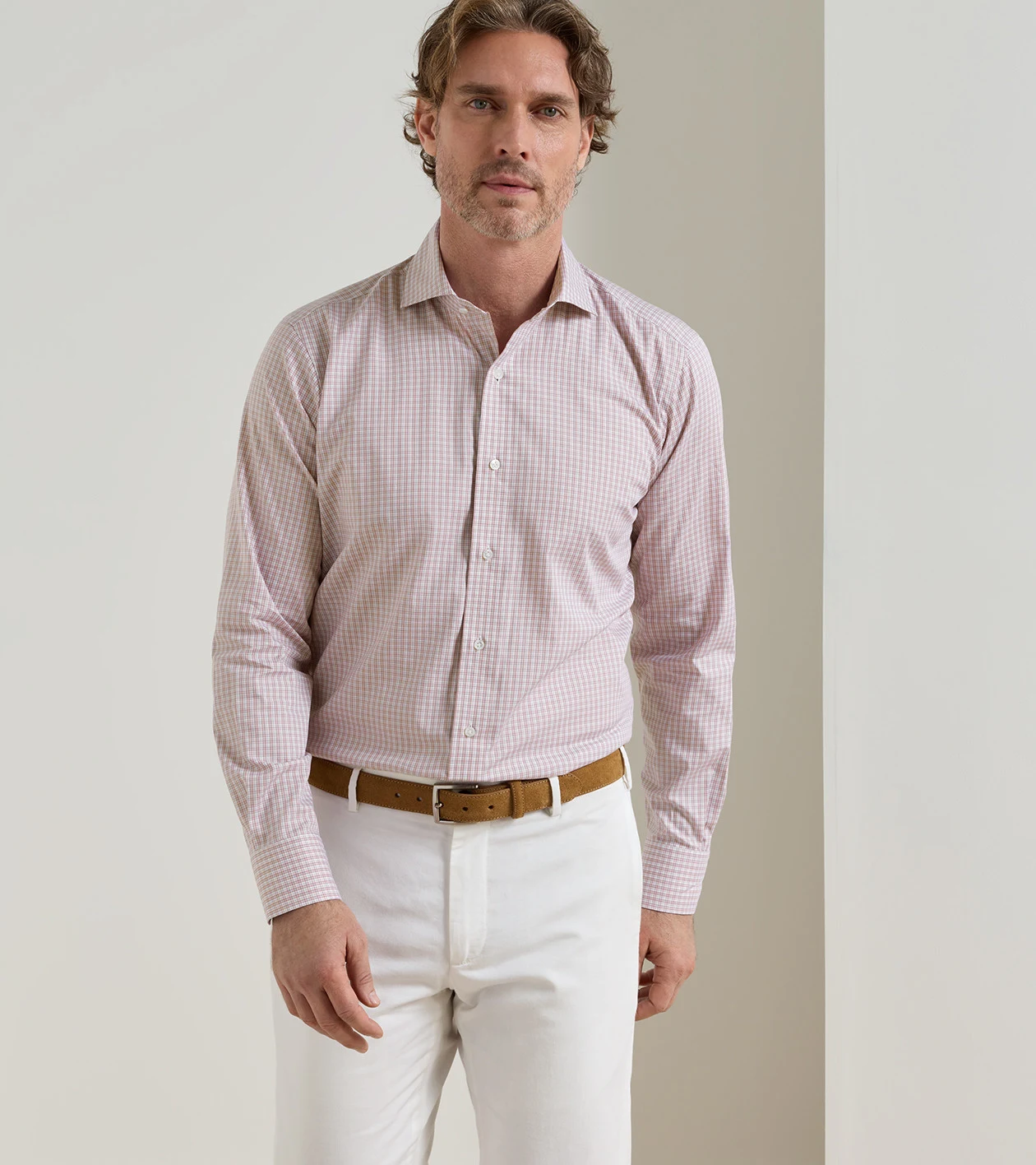 Dante Cotton Sport Shirt in ROSE QUARTZ - Alternate Image 1