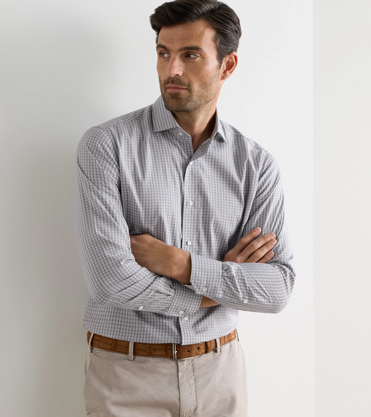 Dante Cotton Sport Shirt in STORM - Alternate Image 1