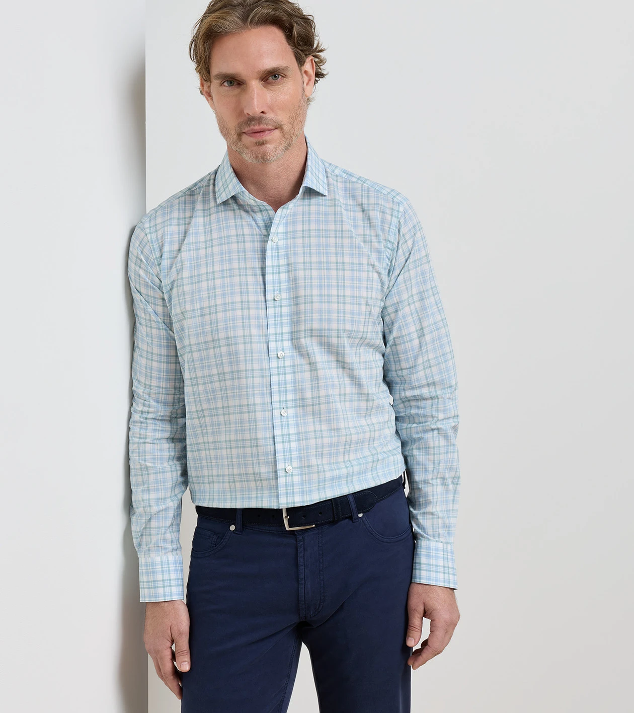 Tropea Italian Poplin Sport Shirt in LIGHT WILLOW - Alternate Image 1