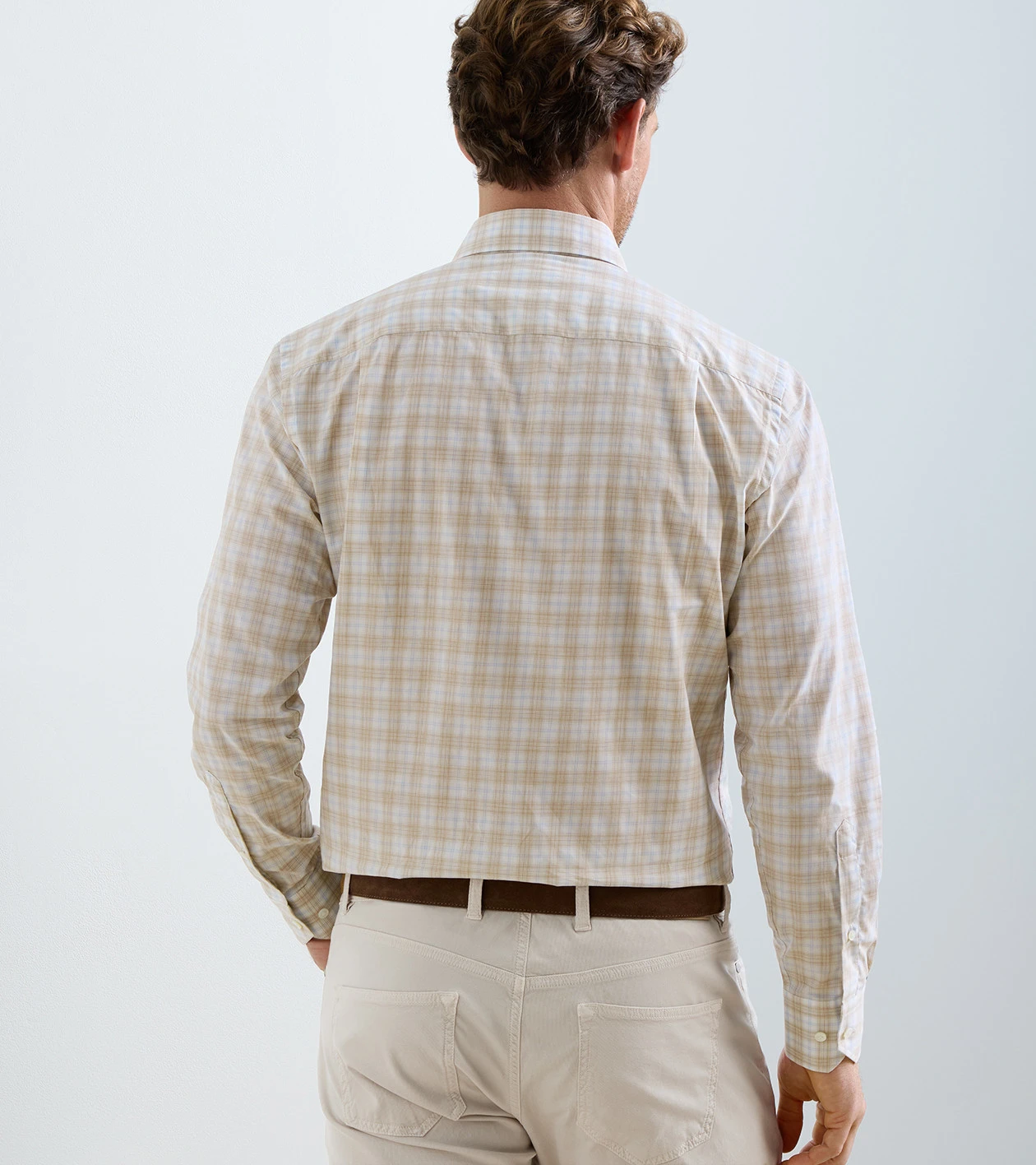 Venzone Italian Poplin Sport Shirt in TRUFFLE - Alternate Image 2