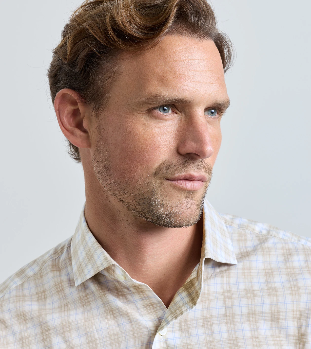 Venzone Italian Poplin Sport Shirt in TRUFFLE - Alternate Image 3
