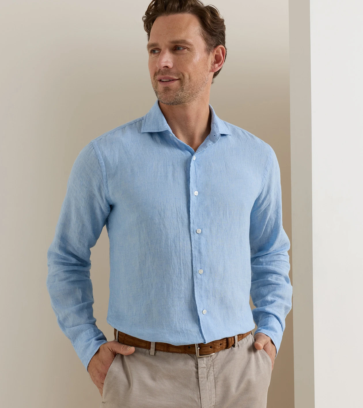 Astino Lino Sport Shirt in Blue Frost - Alternate Image 1