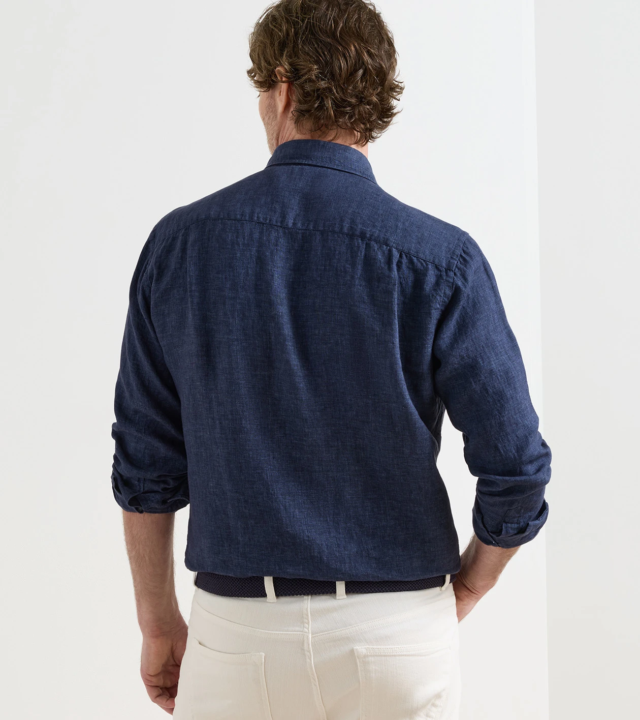 Astino Lino Sport Shirt in Navy - Alternate Image 2