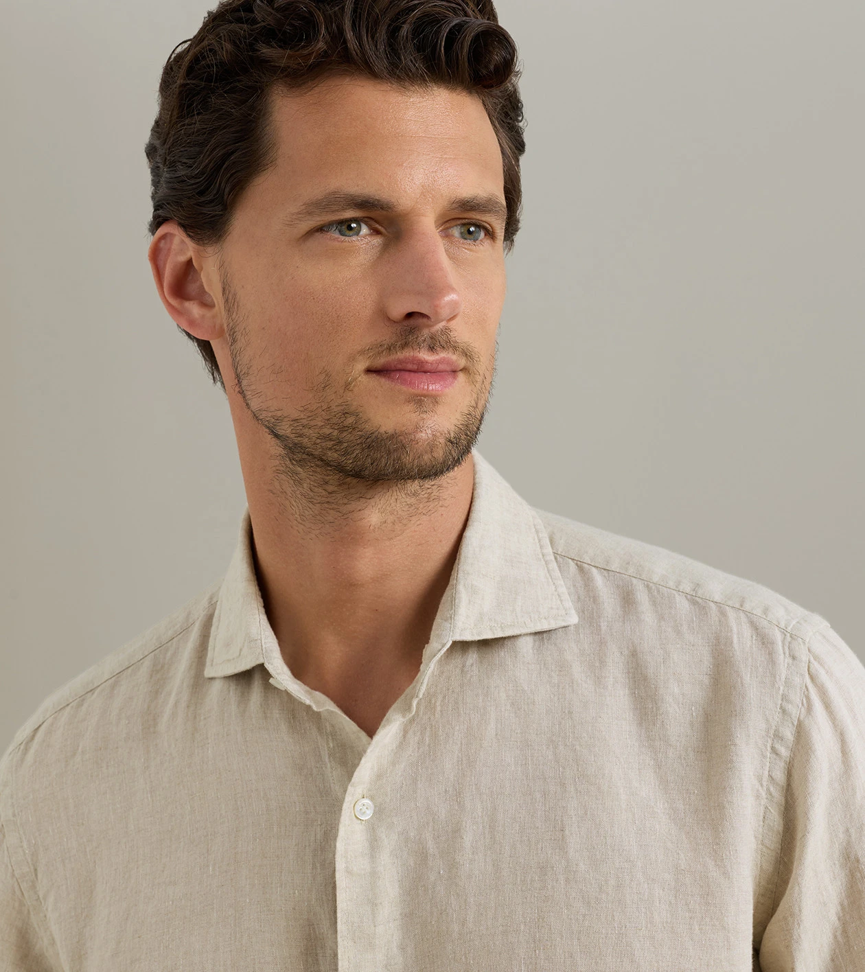 Astino Lino Sport Shirt in TRUFFLE - Alternate Image 3