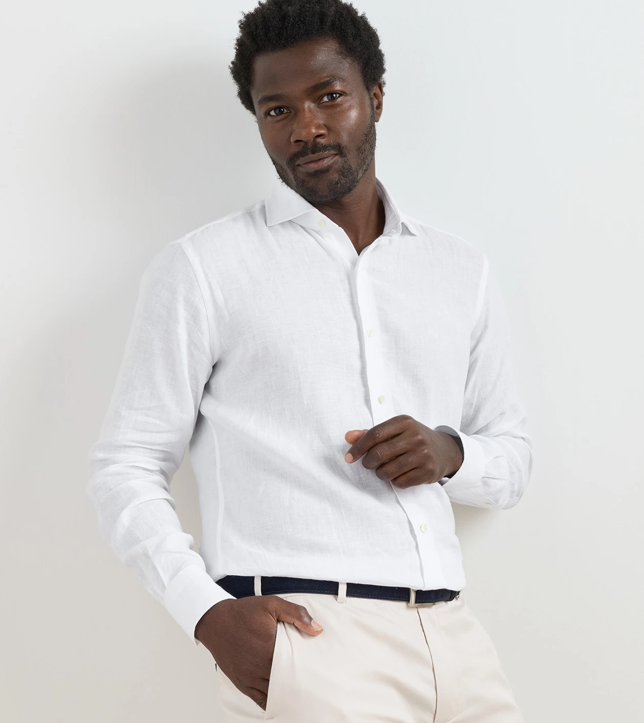 Astino Lino Sport Shirt in White - Alternate Image 1