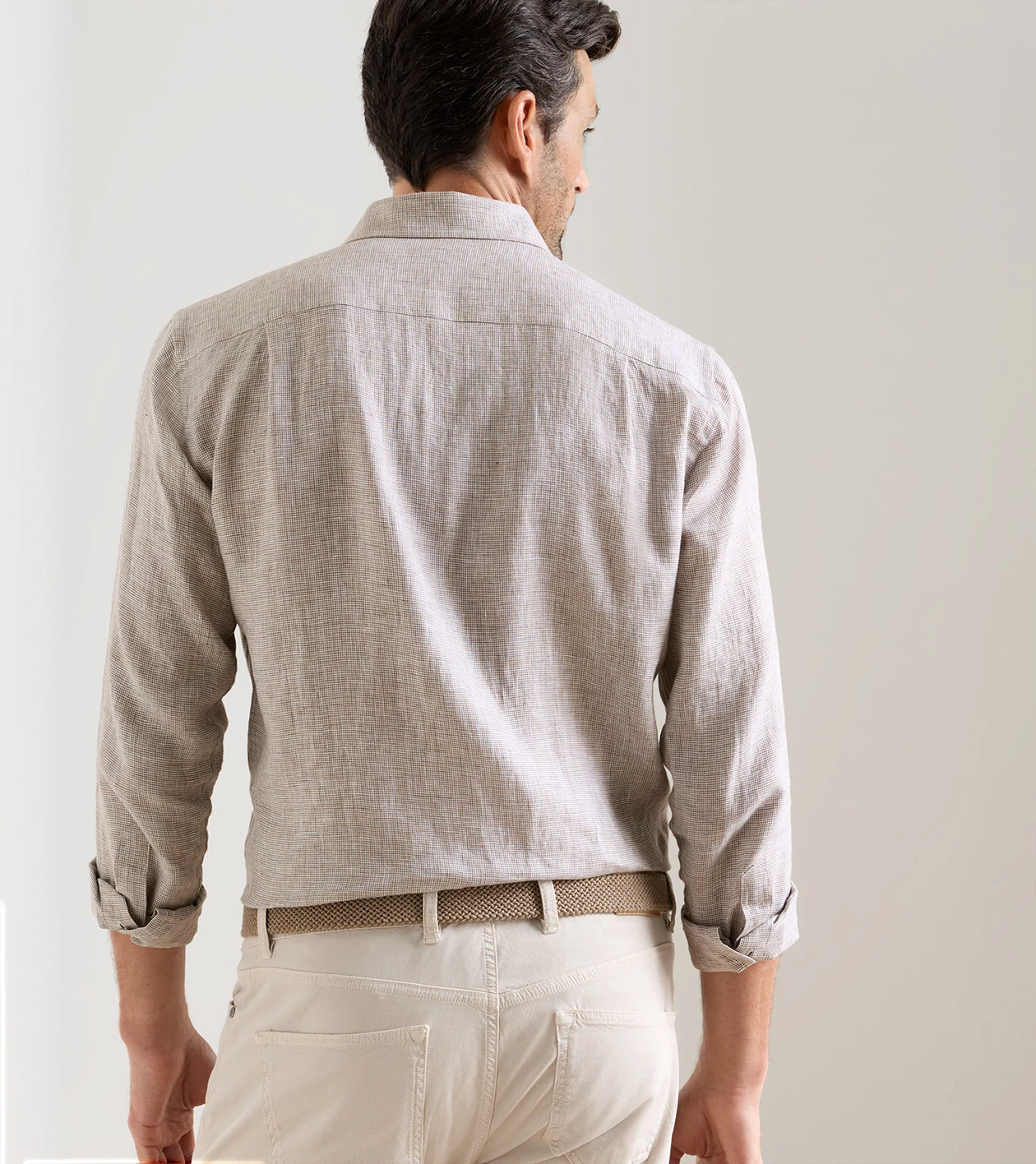 Astino Lino Check Sport Shirt in SUMMER DUNES - Alternate Image 2