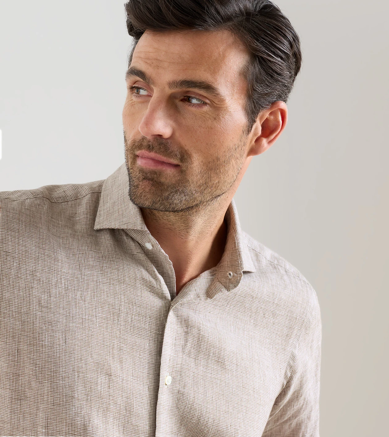 Astino Lino Check Sport Shirt in SUMMER DUNES - Alternate Image 3