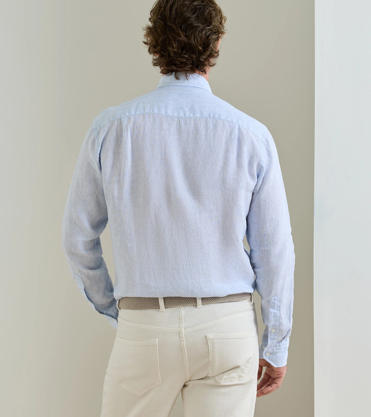 Astino Lino Check Sport Shirt in Blue Frost - Alternate Image 2