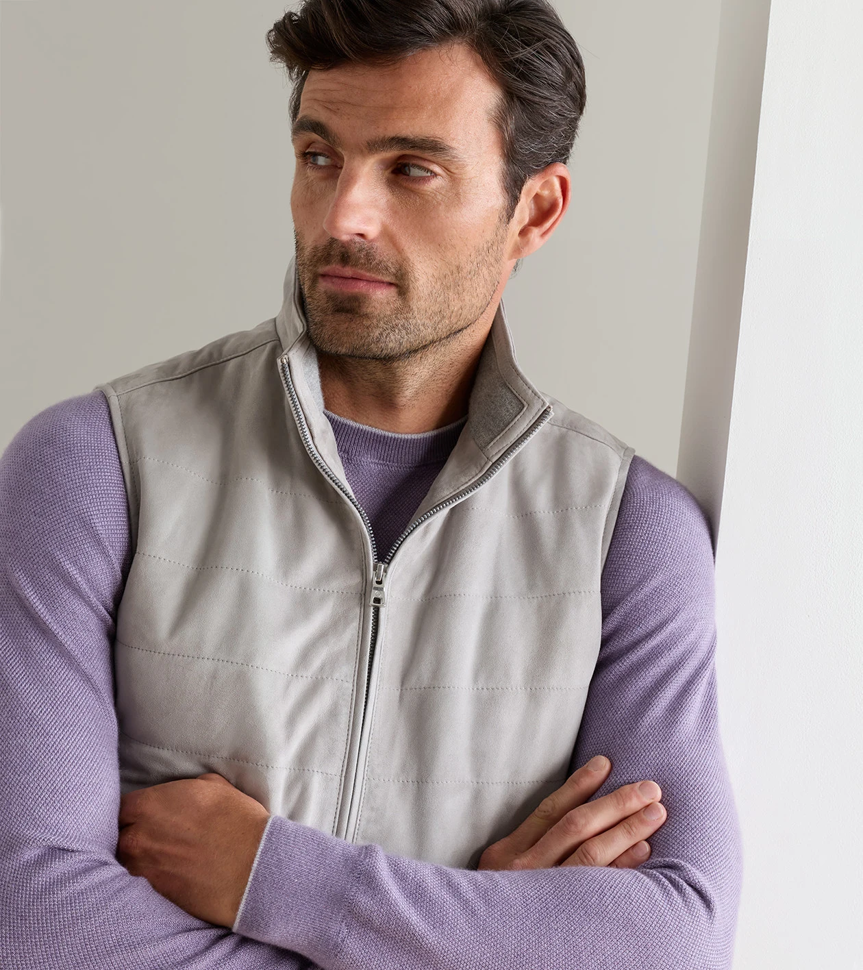 Featherweight Suede Vest in British Grey - Alternate Image 4