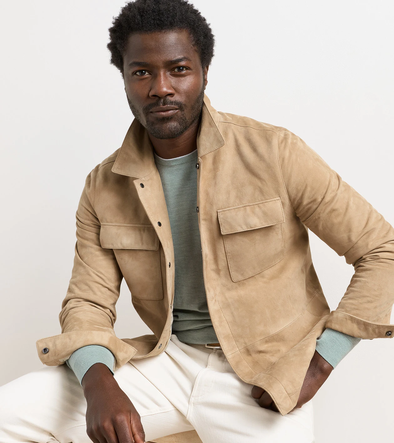 Featherweight Suede Shirt Jacket in Sand - Alternate Image 4