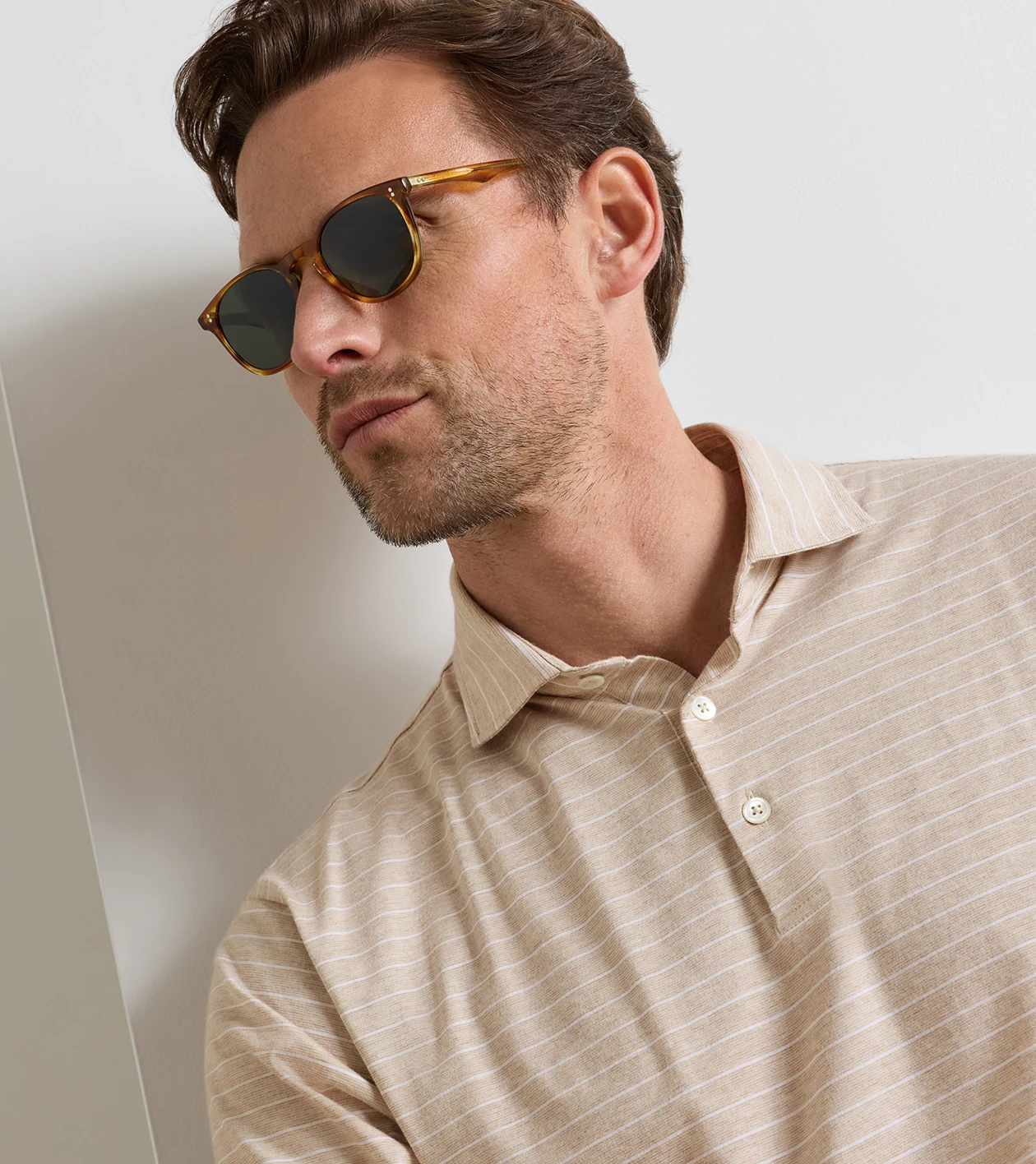 Excursionist Flex Striped Short-Sleeve Polo in TRUFFLE - Alternate Image 3