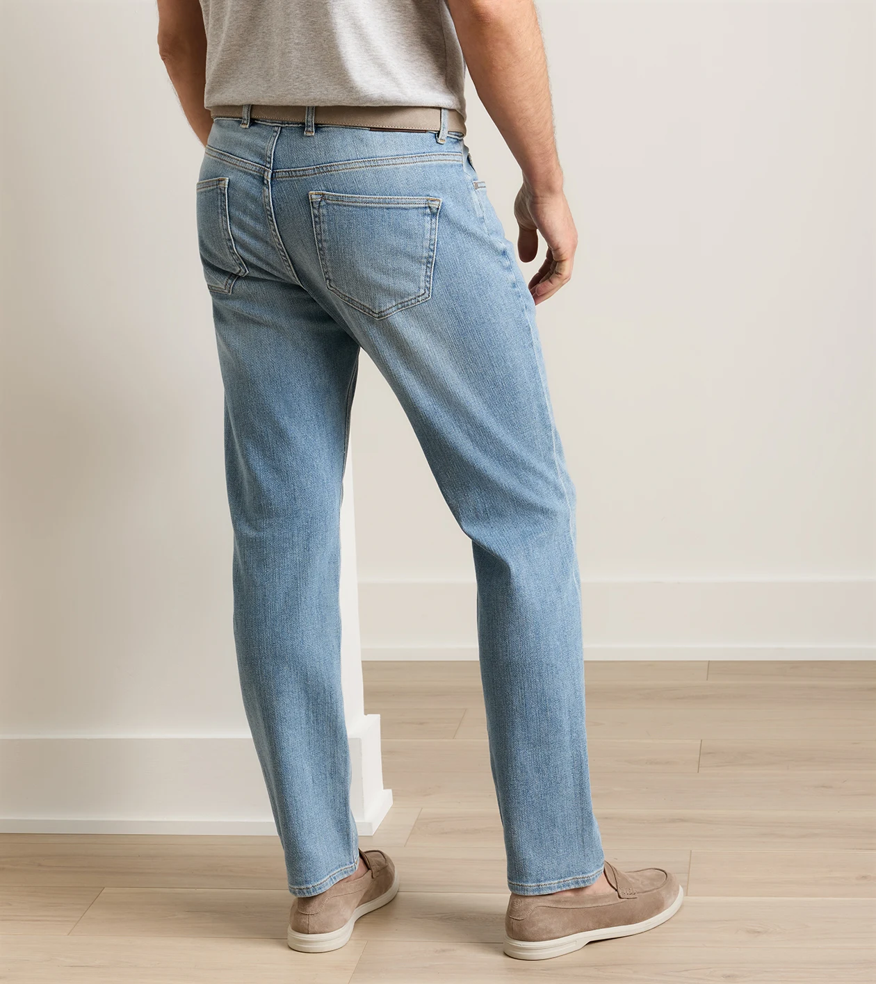 Vintage Washed Five-Pocket Denim in Stone Washed Blue - Alternate Image 2