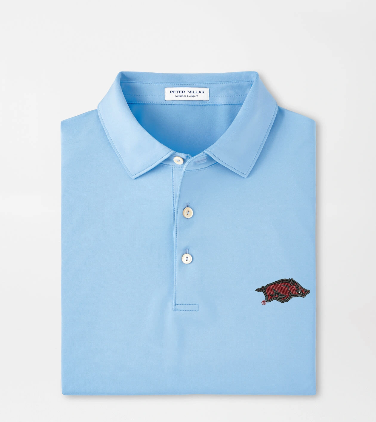 Arkansas Solid Performance Jersey Polo in Cottage Blue