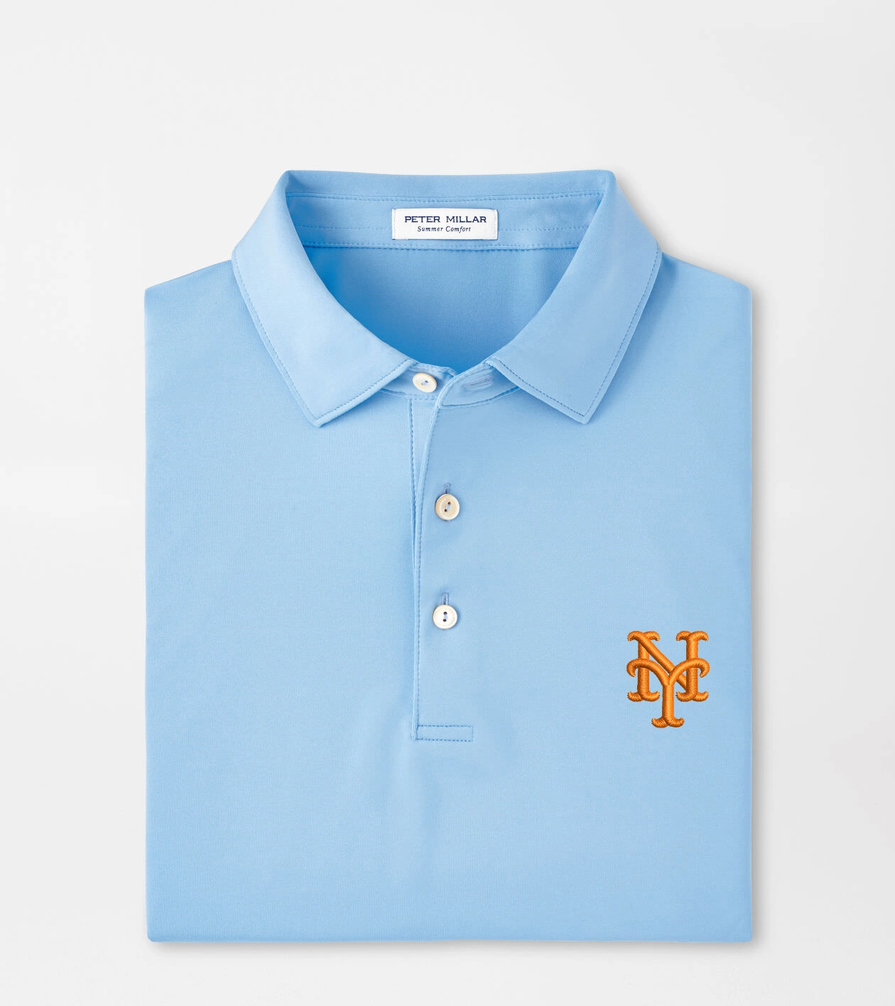 New York Mets Solid Performance Jersey Polo in Cottage Blue