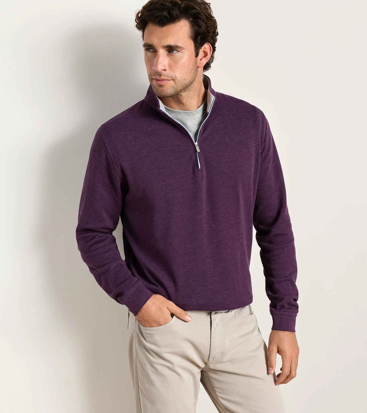 Crown Comfort Quarter-Zip Pullover in GRAPESEED - Alternate Image 1