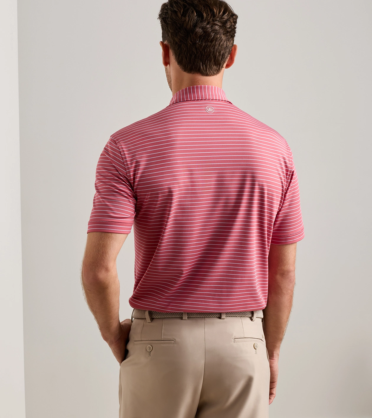 Oaks Performance Jersey Polo in RED CORAL - Alternate Image 2