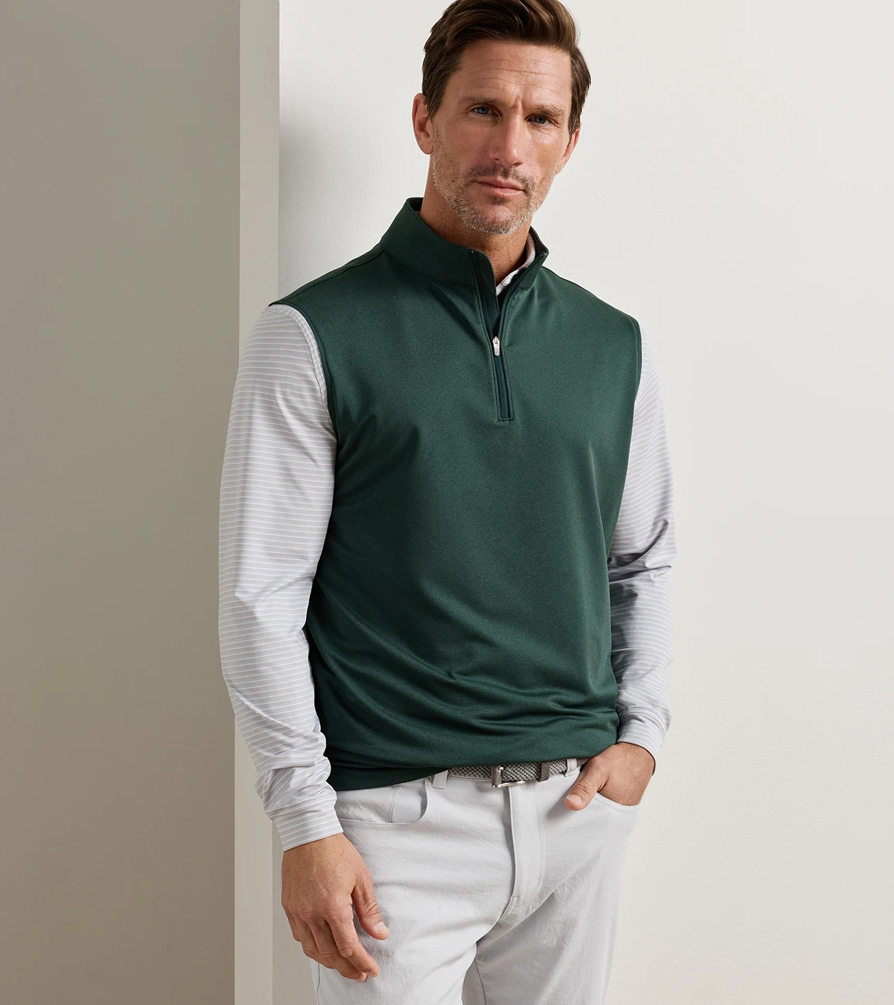 Galway Melange Performance Quarter-Zip Vest in PINE BROOK - Alternate Image 1