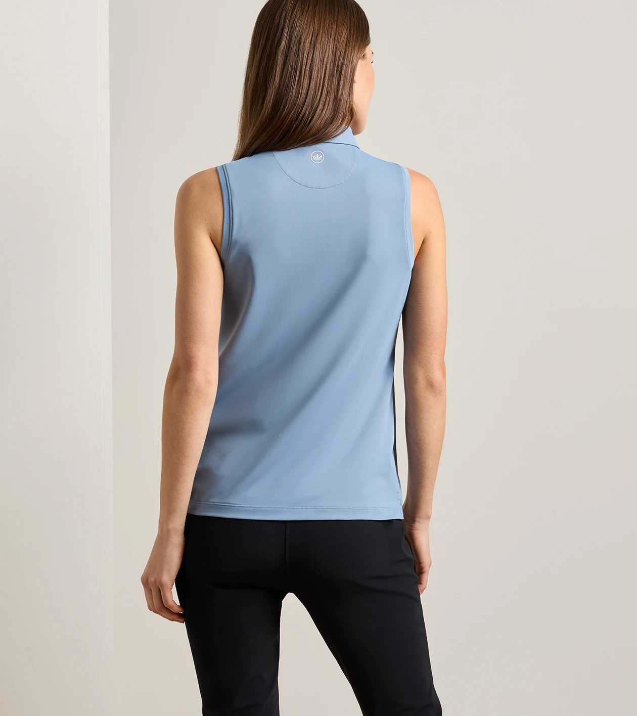 Women's Banded Sport Mesh Sleeveless Button Polo in RAINWATER - Alternate Image 2