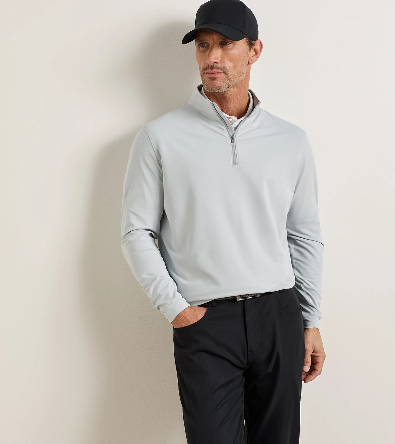 Perth Performance Quarter-Zip in British Grey - Alternate Image 1