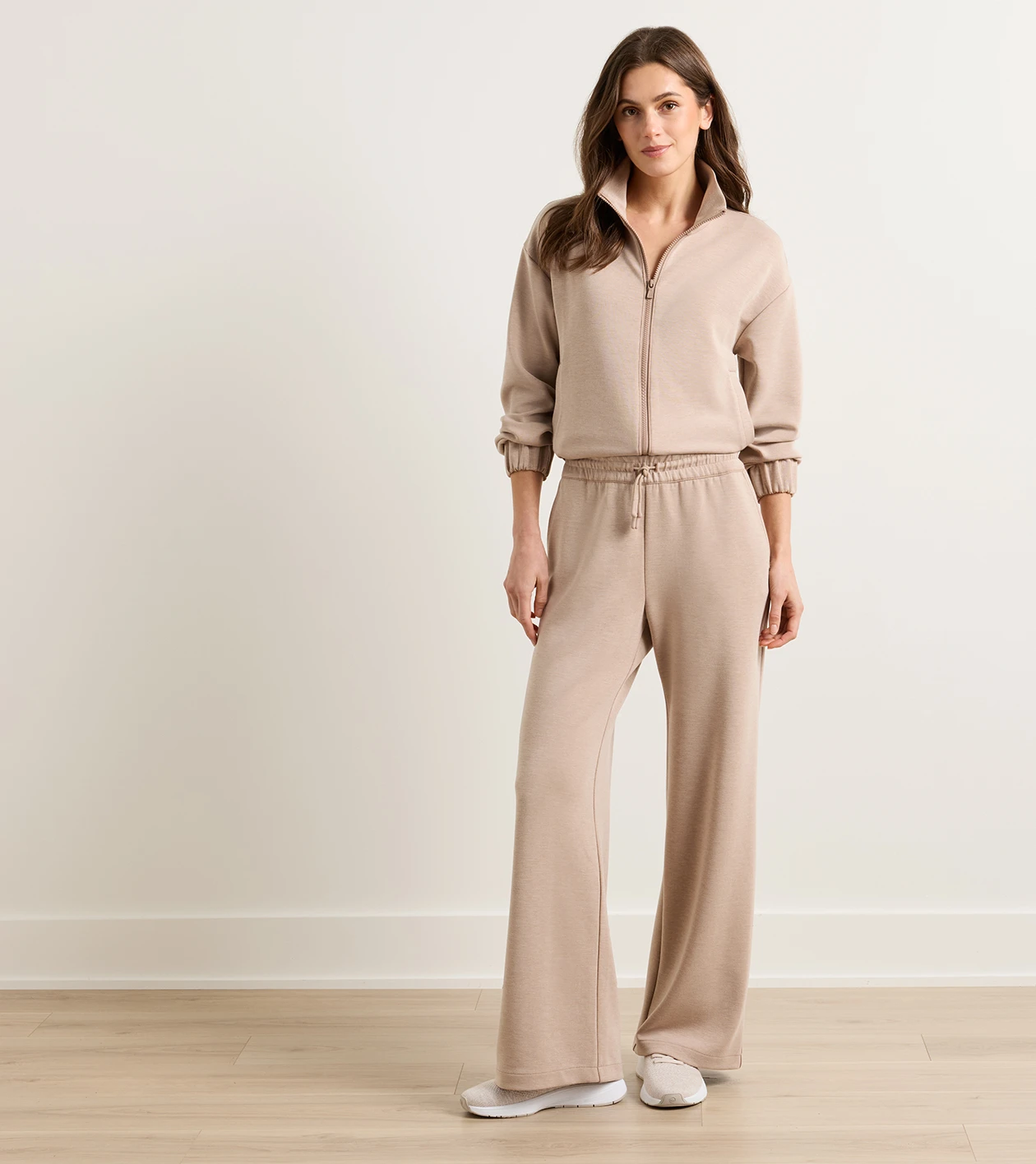 Flora Knit Melange Track Pant in CAMEL - Alternate Image 1