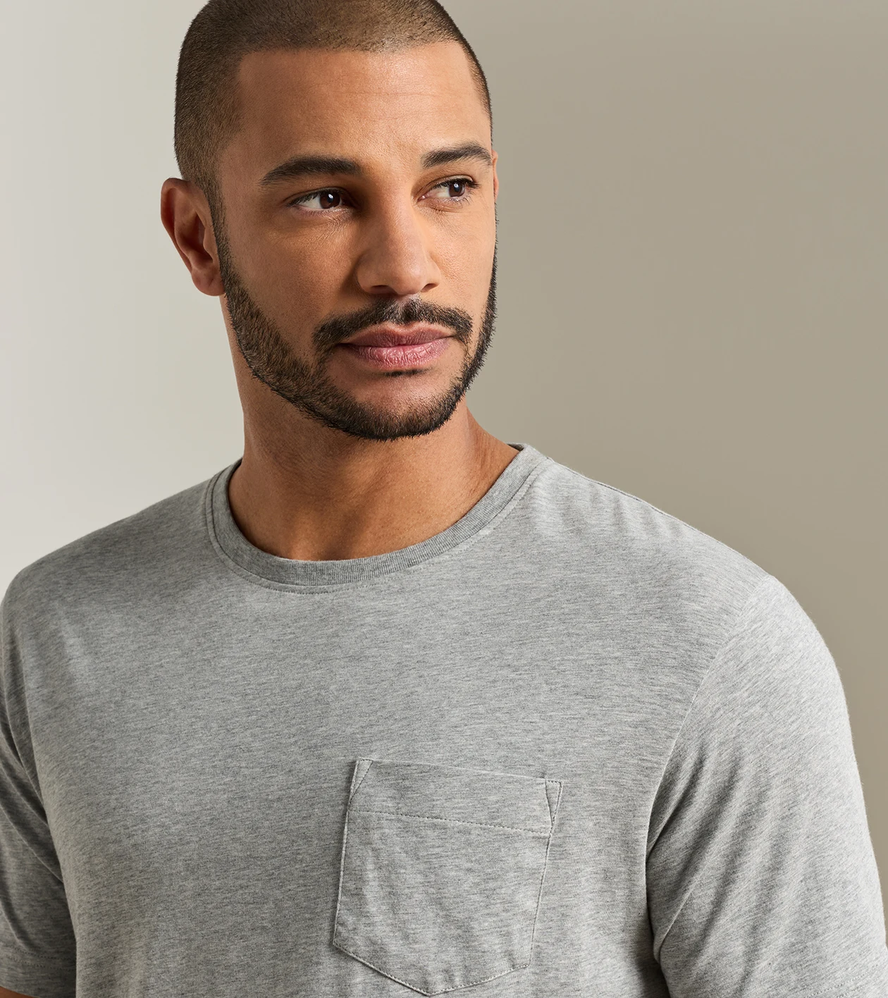 Crown Comfort Heathered Short-Sleeve Pocket Tee in Coastal Grey - Alternate Image 3